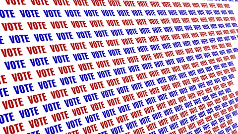 Election background with vote words on white backdrop symbolizing politics Video stock 269131708