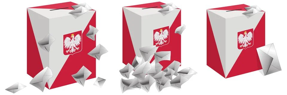 Election ballot box for the pre-Soviet elections in Poland with postal envelopes Stock Illustration