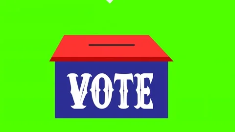 Election Ballot Paper casting Into Voting Box animation on Green screen. El.. Stock Footage 242080105