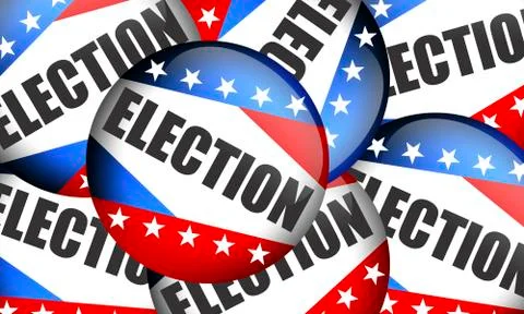 Election batch with blue, red and stars. Stock Illustration