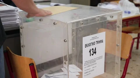 Election booth in summer in Greece--- Stock Footage 145951530