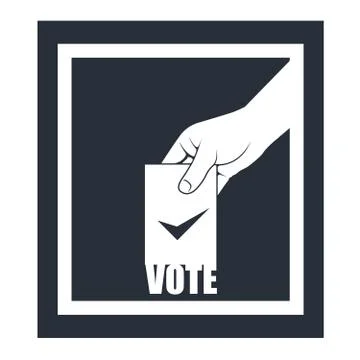 Election box and hand with voting bulletin Illustrazione stock