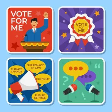 Election Campaign Activity Element Sticker Stock Illustration