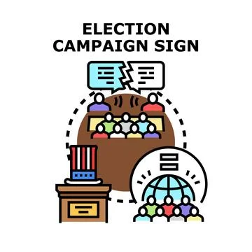 Election campaign process with debate and voting Stock Illustration