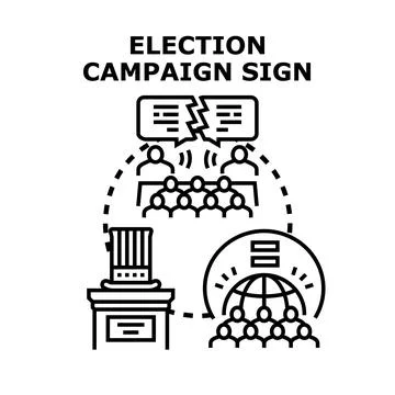 Election campaign process with debate and voting Stock Illustration