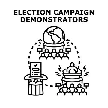 Election campaign process voting and public debate Stock Illustration