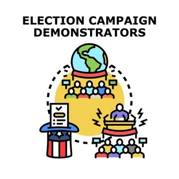 Election campaign process voting and public debate Stock Illustration