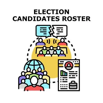 Election candidates roster voting process decision making Ilustración de archivo