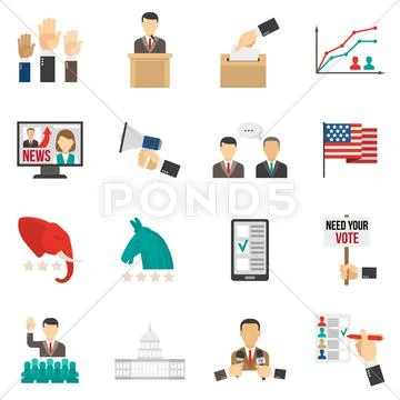 Election Color Icons Stock Illustration