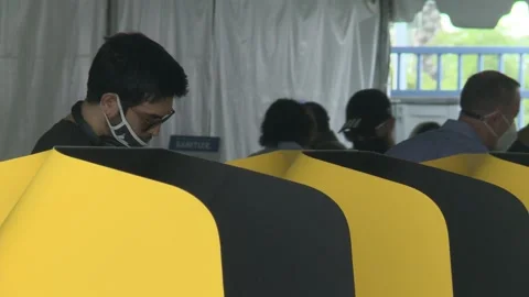 Election Day 2020: Voting At Dodgers Stadium Stock Footage 142484079