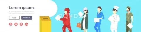 Election day concept different occupations voters casting ballots at polling Stock Illustration