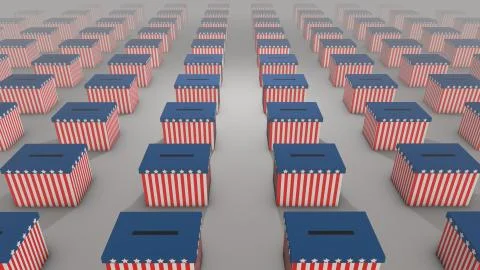 Election day - an infinite array of American ballot boxes in USA election Illustrazione stock
