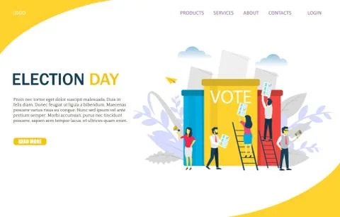 Election day vector website landing page design template Stock Illustration