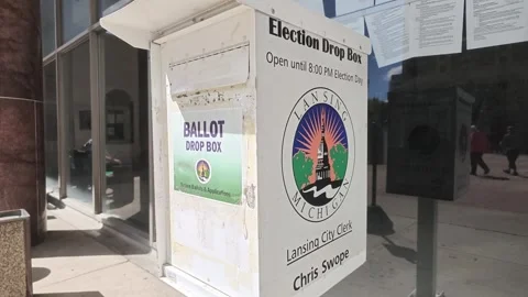 Election drop box outside city hall. Stock Footage 345187851