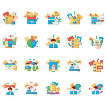 Election flat icons set Stock Illustration
