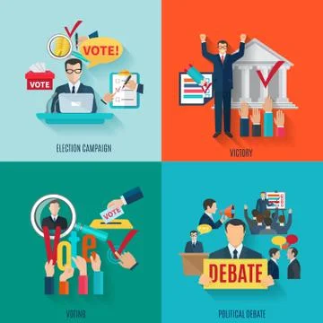 Election Flat Set Stock Illustration