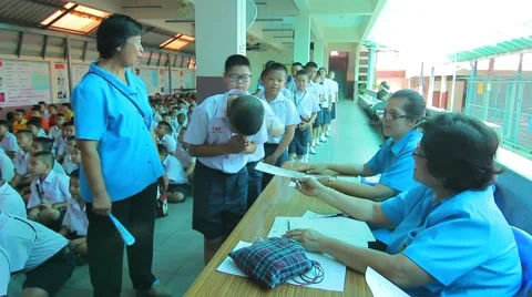 Election Leader Student in Elementary school, Teachers check students Stock Footage 50304880