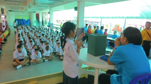 Election Leader Student in Elementary school, Students vote Stock Footage 50306883