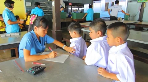 Election Leader Student in Elementary school, Teachers check students Stock Footage 50307821