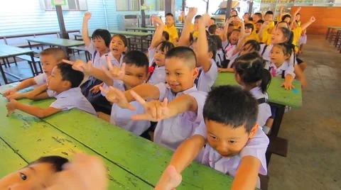 Election Leader Student in Elementary school, Students cheered the vote count Stock Footage 50728970