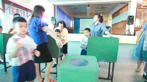 Election Leader Student in Elementary school, Students vote Stock Footage 50859577