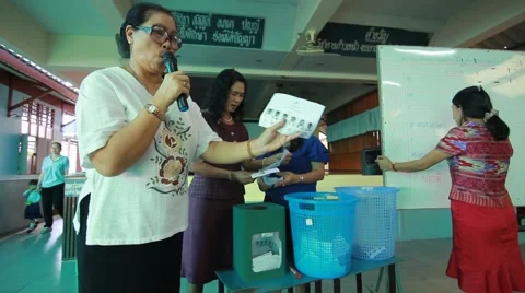 Election Leader Student in Elementary school, Teachers vote count Stock Footage 50860282