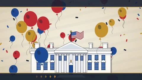 Election night balloon drop convention celebration stripe field parchment lo Stock Footage 343828051