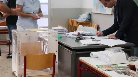 Election polls in summer in Greece  Stock Footage 145951775