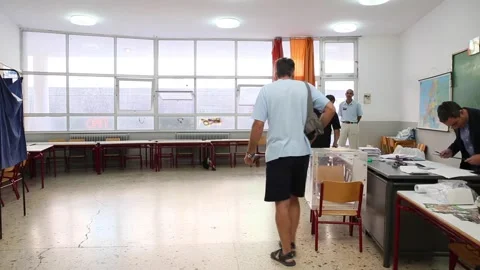Election polls in summer in Greece Stock Footage 145952032