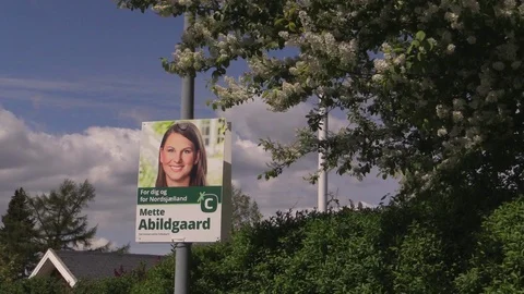 Election poster for the general election in Denmark on June 5th 2019 Video stock 107980345