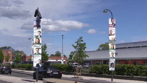 Election posters for the general election in Denmark on June 5th 2019 Video stock 107980431