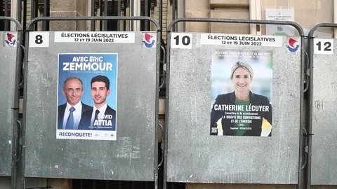 Election posters in Paris ahead of first round of French legislative elections,  Stock Footage 204142518