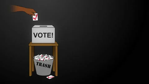 Election Rigging Animation on Black Off Center Stock Footage 138633243