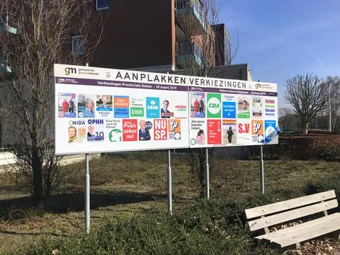 Election signs for the Dutch Provincial elections Stock Photos
