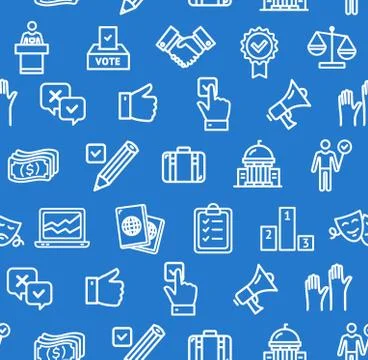 Election Signs Seamless Pattern Background. Vector Stock Illustration