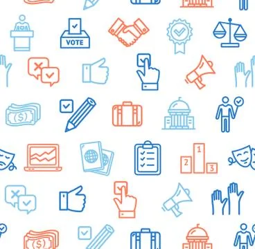 Election Signs Seamless Pattern Background on a White . Vector Stock Illustration