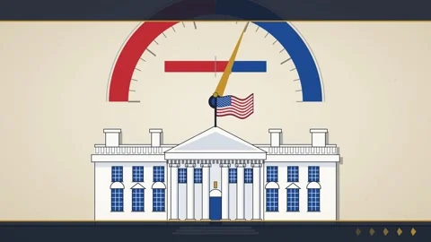 Election-swing-meter-needle-gauge-parchment-loop Video stock 343631628