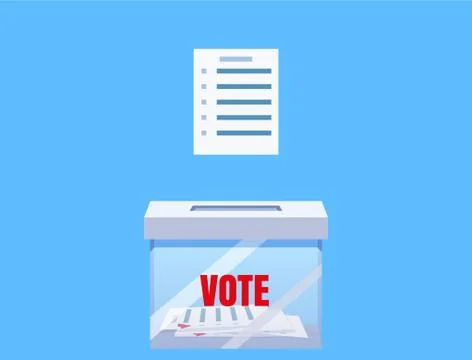 Election vote box transparent with voting blanc paper, ballot campaign. Vector Stock Illustration