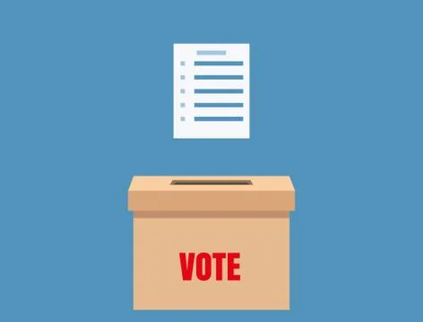 Election vote box with voting blanc paper, ballot campaign. Vector isolated Stock Illustration