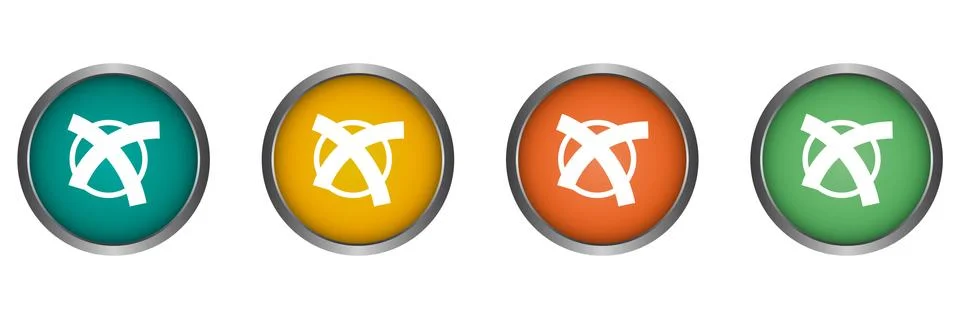 Election vote cross select vector icon metal edge, flat design round web button Stock Illustration