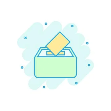 Election voter box icon in comic style. Ballot suggestion vector cartoon illu Stock Illustration