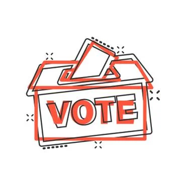Election voter box icon in comic style. Ballot suggestion vector cartoon illu 스톡 일러스트