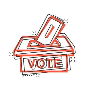 Election voter box icon in comic style. Ballot suggestion vector cartoon illu Stock Illustration