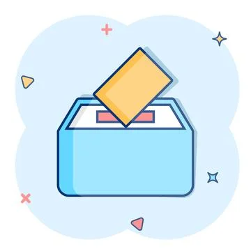 Election voter box icon in comic style. Ballot suggestion vector cartoon illu 스톡 일러스트