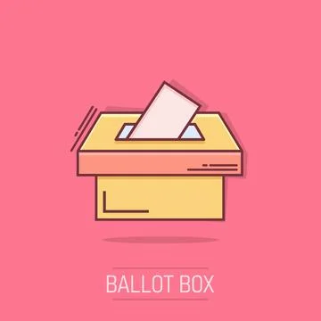 Election voter box icon in comic style. Ballot suggestion vector cartoon il.. Illustrazione stock