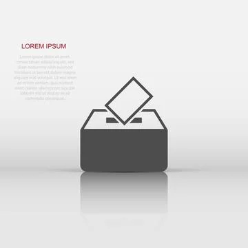 Election voter box icon in flat style. Ballot suggestion vector illustratio.. Stock Illustration