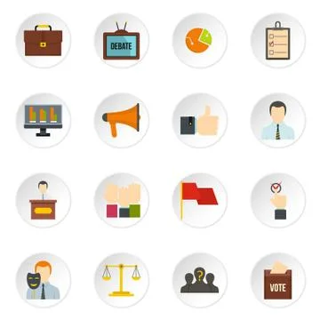 Election voting icons set in flat style Stock-Illustration