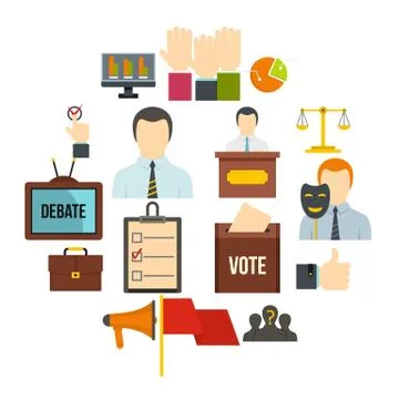Election voting icons set in flat style Ilustración de archivo