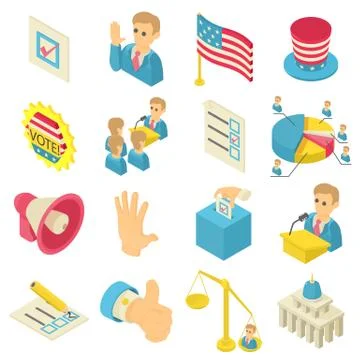 Election voting icons set, isometric style Ilustración de archivo