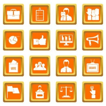 Election voting icons set orange Stock-Illustration